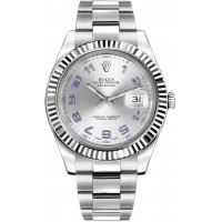 Rolex Datejust II 41 White Gold Fluted Bezel Men's Watch 116334-SLVAO